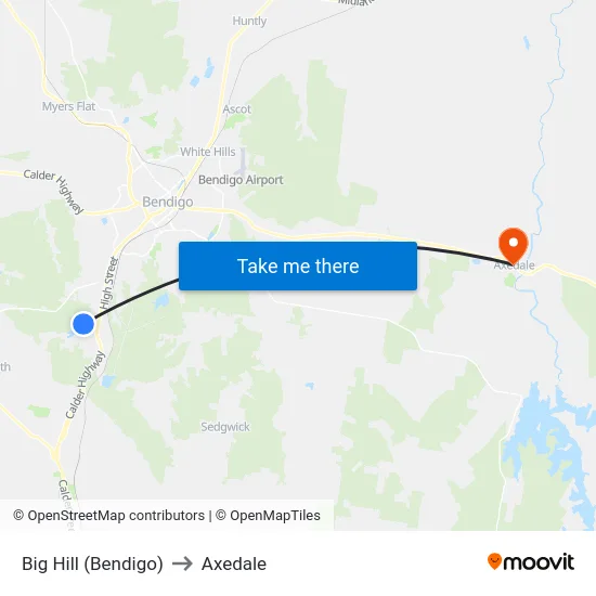Big Hill (Bendigo) to Axedale map