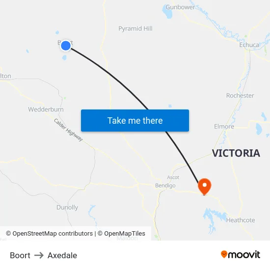 Boort to Axedale map