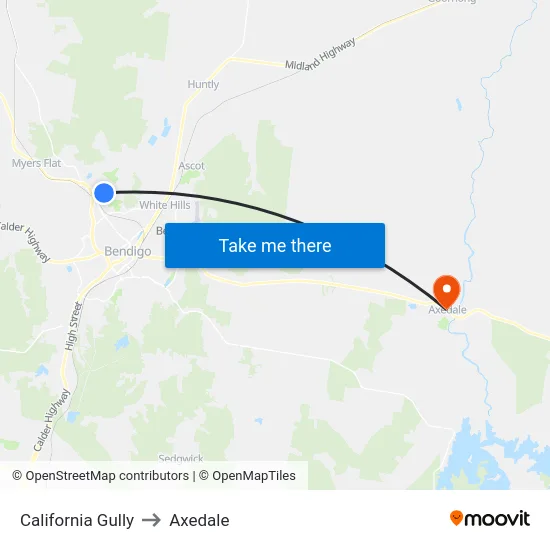 California Gully to Axedale map