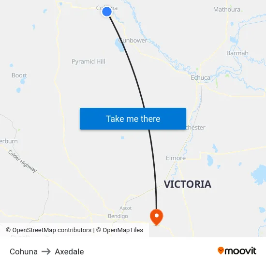 Cohuna to Axedale map