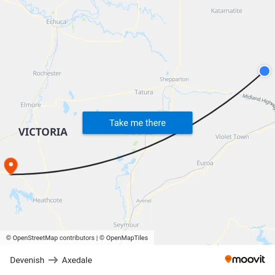 Devenish to Axedale map