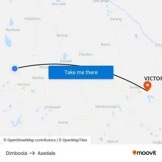 Dimboola to Axedale map