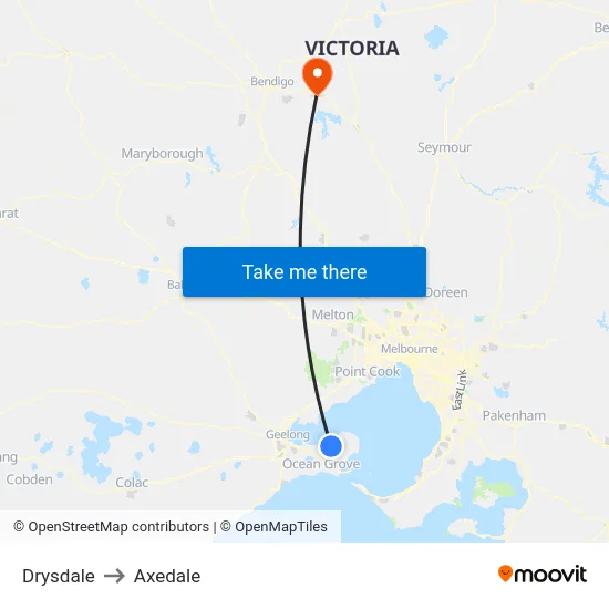 Drysdale to Axedale map