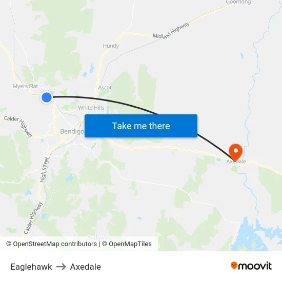 Eaglehawk to Axedale map