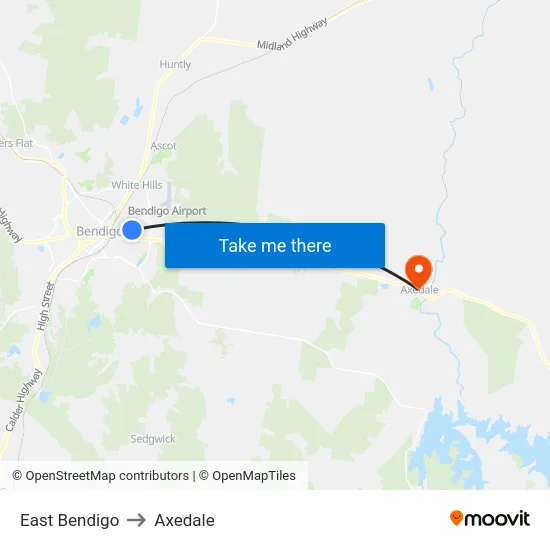 East Bendigo to Axedale map