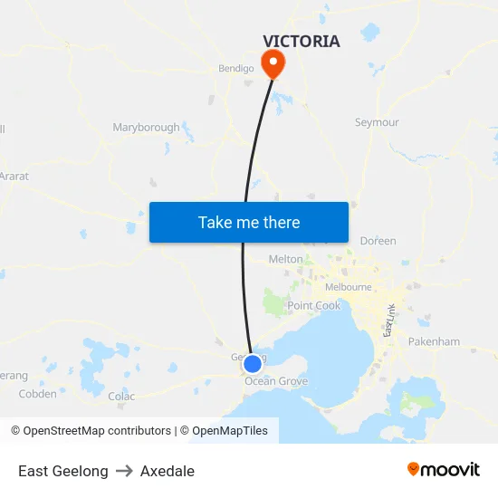 East Geelong to Axedale map