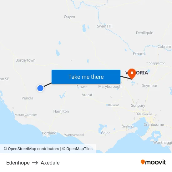 Edenhope to Axedale map