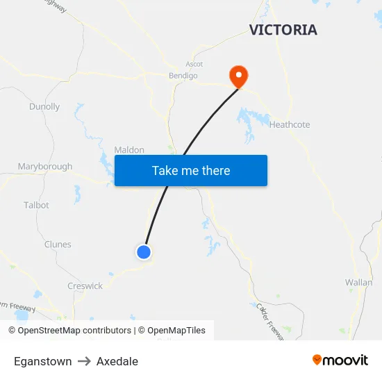 Eganstown to Axedale map
