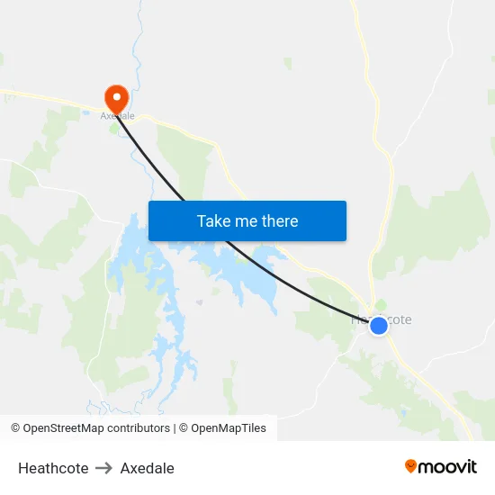 Heathcote to Axedale map