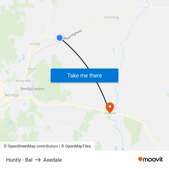 Huntly - Bal to Axedale map