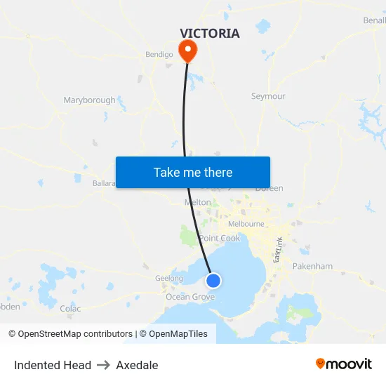 Indented Head to Axedale map