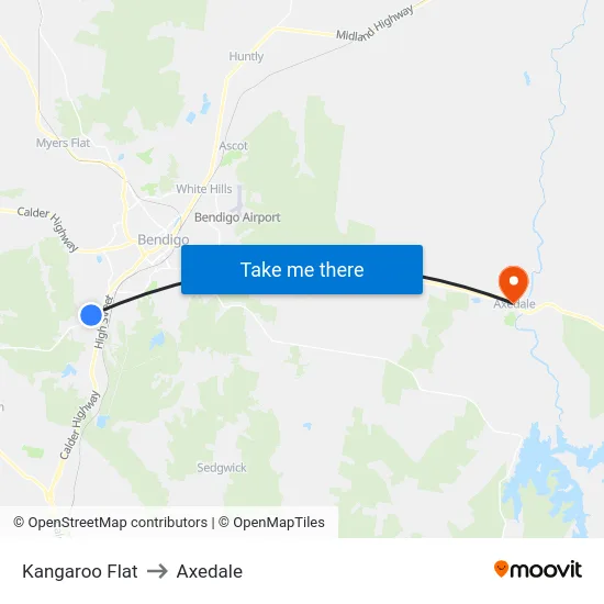 Kangaroo Flat to Axedale map