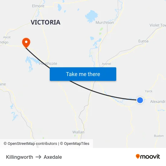 Killingworth to Axedale map