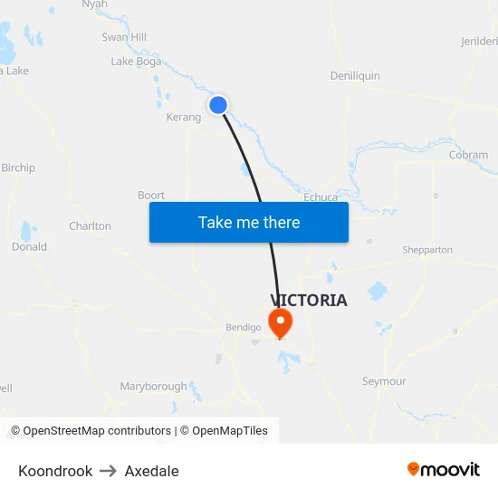 Koondrook to Axedale map