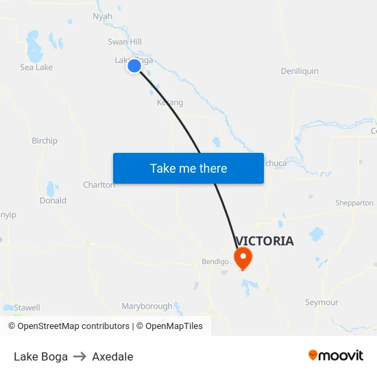Lake Boga to Axedale map
