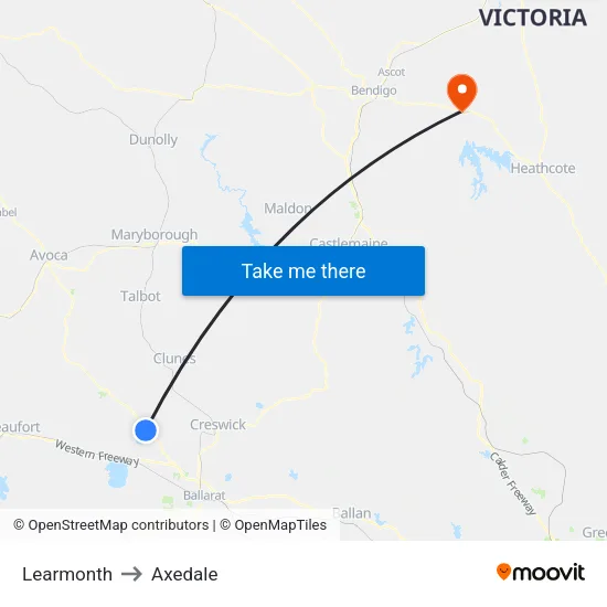 Learmonth to Axedale map