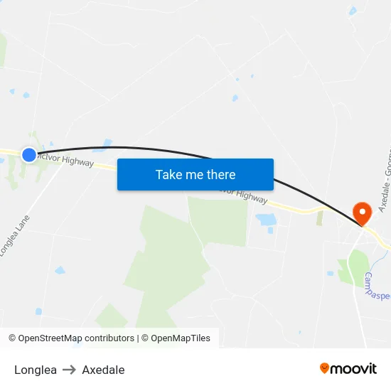Longlea to Axedale map