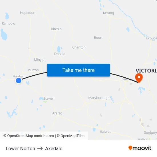 Lower Norton to Axedale map