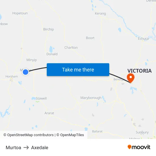 Murtoa to Axedale map