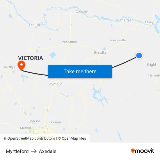 Myrtleford to Axedale map