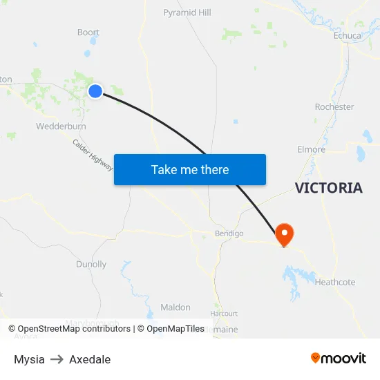 Mysia to Axedale map