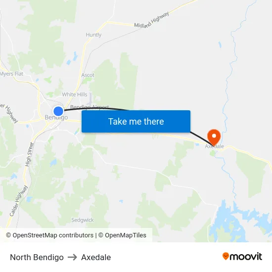 North Bendigo to Axedale map