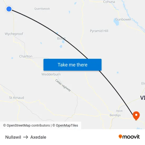 Nullawil to Axedale map