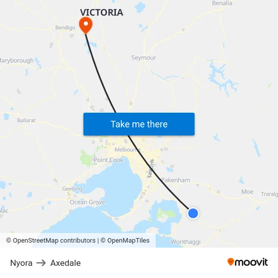 Nyora to Axedale map