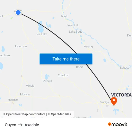 Ouyen to Axedale map