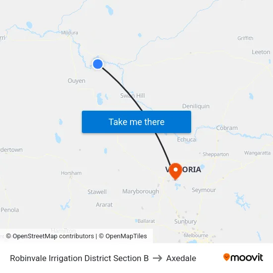 Robinvale Irrigation District Section B to Axedale map