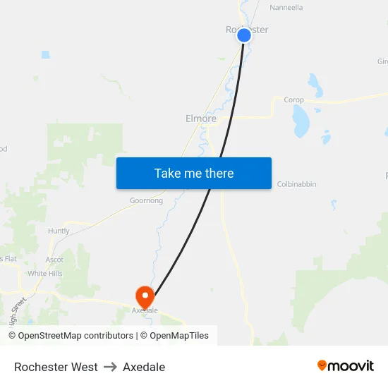 Rochester West to Axedale map
