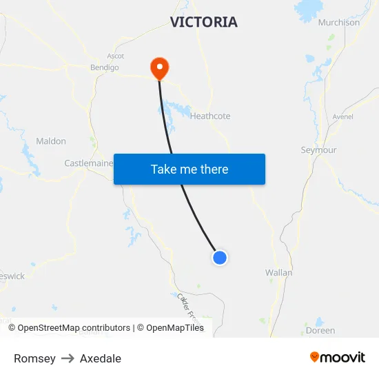 Romsey to Axedale map