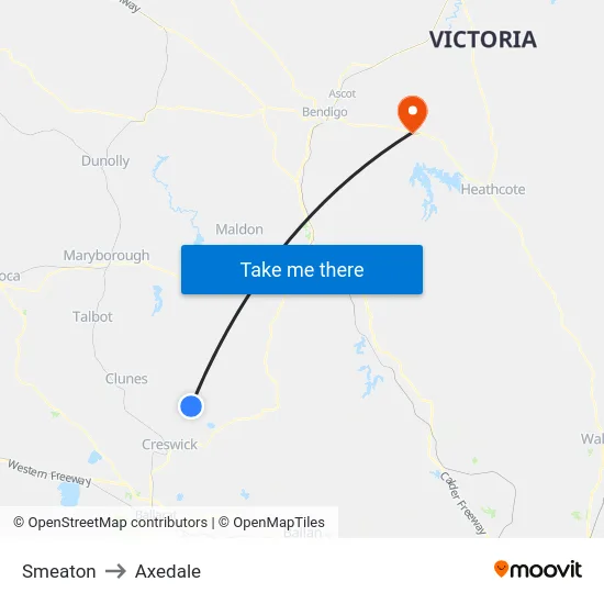 Smeaton to Axedale map