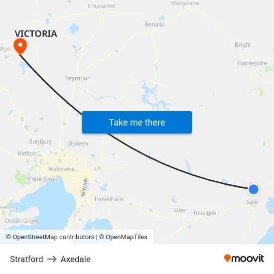 Stratford to Axedale map