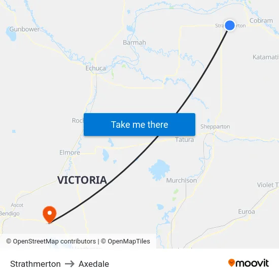 Strathmerton to Axedale map