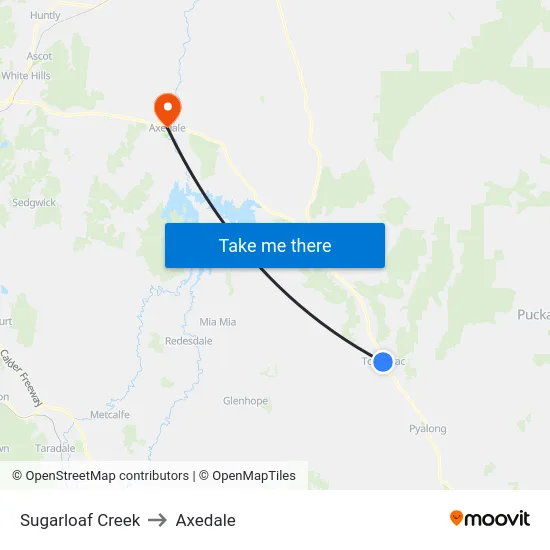 Sugarloaf Creek to Axedale map