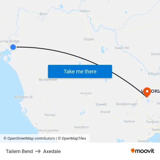 Tailem Bend to Axedale map