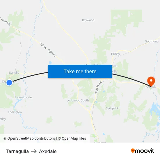 Tarnagulla to Axedale map