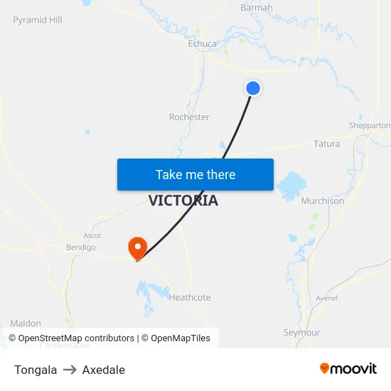 Tongala to Axedale map