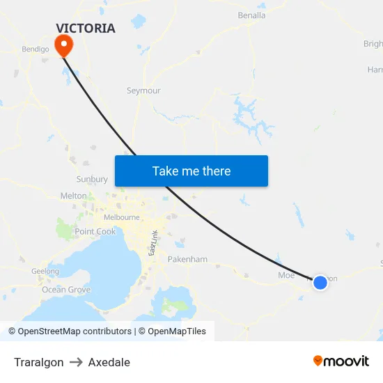 Traralgon to Axedale map