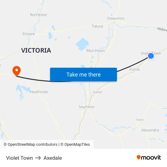 Violet Town to Axedale map
