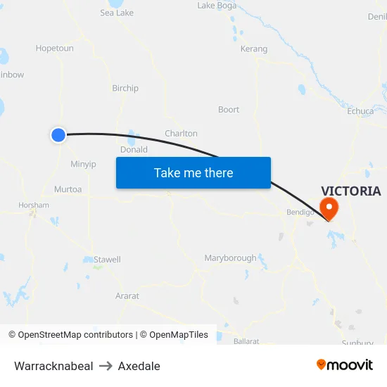 Warracknabeal to Axedale map