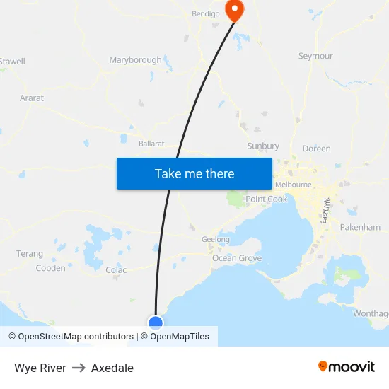 Wye River to Axedale map