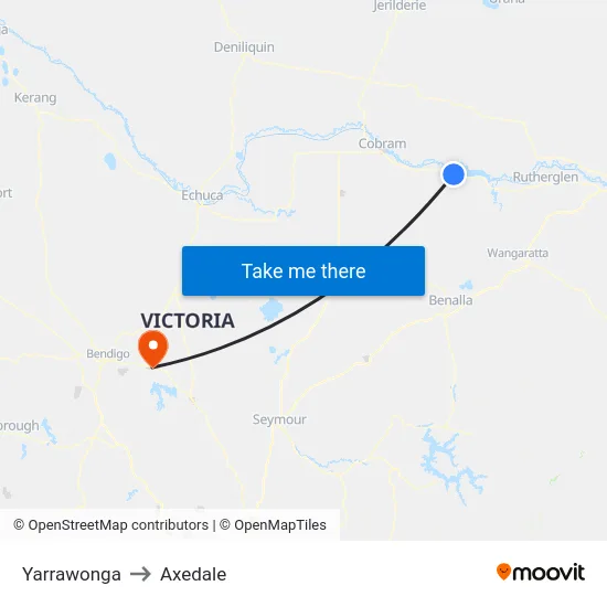 Yarrawonga to Axedale map