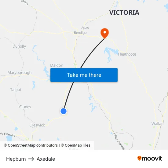 Hepburn to Axedale map
