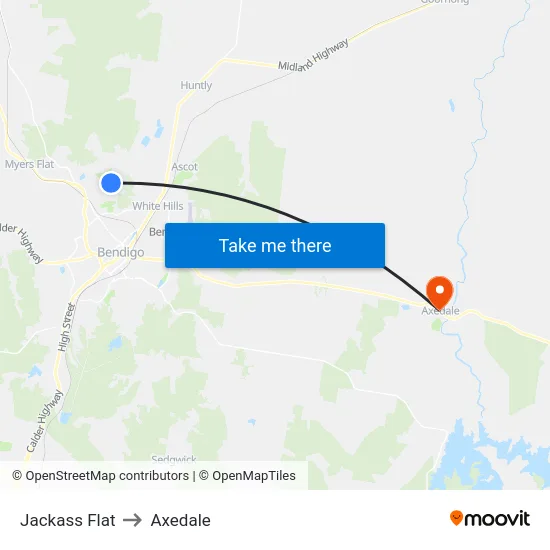 Jackass Flat to Axedale map