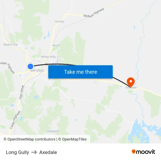 Long Gully to Axedale map