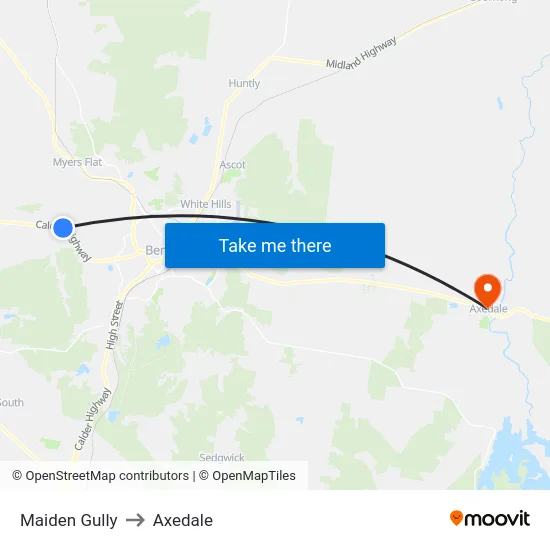 Maiden Gully to Axedale map