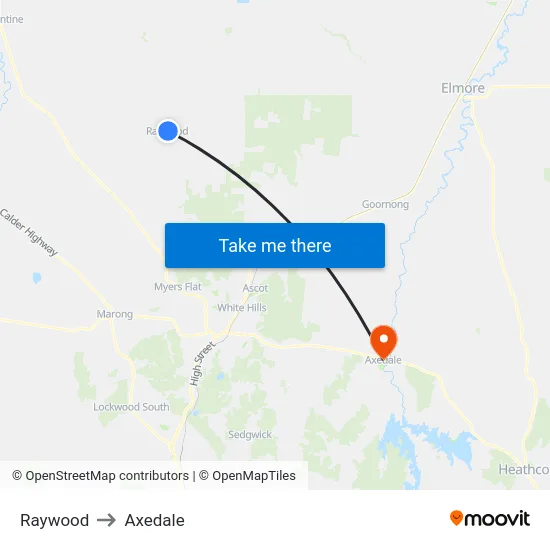 Raywood to Axedale map