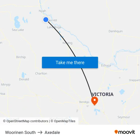 Woorinen South to Axedale map